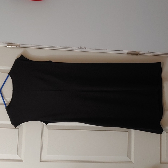 Black dress, cowl neck, decorated inset, size large, - Picture 2 of 4